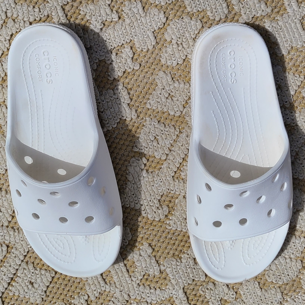 Crocs‎ Classic Slide Sandals womens size 7 White slides summer pool beach - Picture 4 of 11